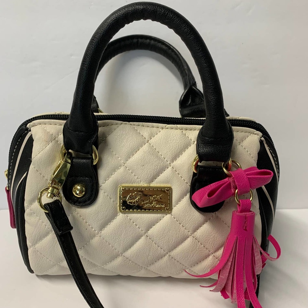 BETSEY JOHNSON White/Black Pink Tassel Crossbody/Handbag